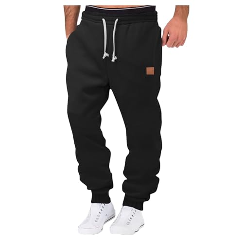 Didadihu Herren Jogginghose Baumwolle, Schwarz Baggy Activewear Laufhose Baumwolle Lange Bequeme Hose Sweathose Lang Winter Cargo Jogger Pants Sweatpants Sporthose,Schwarz,M von Didadihu