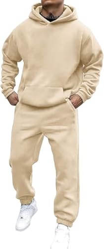 Didadihu Jogginganzug Herren Trainingsanzug Hausanzug Mit Oversized Essentials Pullover Y2K Stussy Kapuzenpullover Und Baggy Baumwolle Jogginghose Lang Trainingshose Jogger,Beige,M Didadihu Jogginganzug Herren Trainingsanzug Hausanzug Mit Oversized Essentials Pullover Y2K Stussy Kapuzenpullover Und Baggy Baumwolle Jogginghose Lang Trainingshose Jogger,Beige,M von Didadihu