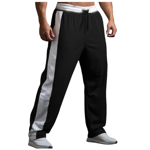 Didadihu Jogginghosen Herren, Lange Breite Laufhose Activewear Baumwolle Cargo Trainingshose Jogger Pants Baggy Weiße Grau Sporthose Sweatpants Jogging Hose,Schwarz,XL von Didadihu