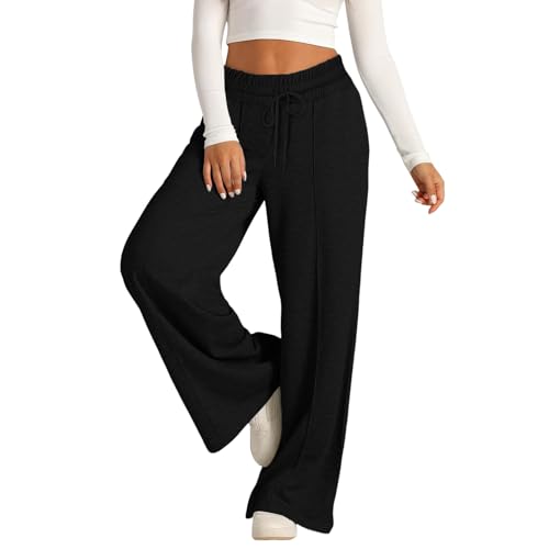 Didadihu Joggoinghosen Damen Weite Sporthosen Lang Hosen Baggy Jogginghose High Waist Freizeithosen Sweathose Mit Taschen 0323 von Didadihu