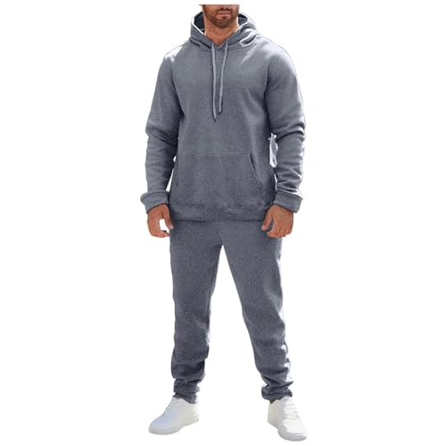 Didadihu Oversized y2k Jogginganzug Trainingsanzug Herren Baumwolle Sportanzug Hausanzug Set Herren Activewear Streatwear Jogging Anzug Freizeitanzug Mit Baggy Hoodie Und Jogginghose,Dunkelgrau,L von Didadihu