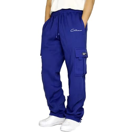 Didadihu Sportbekleidung Für Herren - Winter Baggy Freizeithose Trainingshose Baumwolle 3XL Sweatpants Sporthose Breite Weiße Cargo Laufhose Sweathose Bequeme Hose,Blau,XL von Didadihu