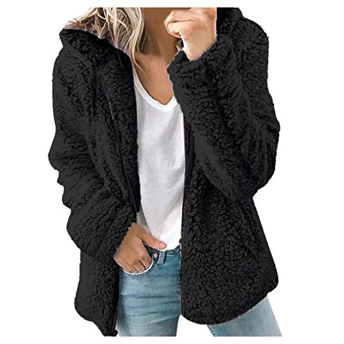 Didadihu Teddy Jacken Für Damen, Übergroße Wintermantel Winter Karierte Wintermantel Dicke Fleecejacke Wollmantel Gemütliche Winter Kapuzenpullover Plüsch Lang Felljacke Flauschjacke Kuscheljacke von Didadihu