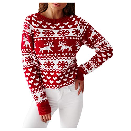 Didadihu Weihnachtspullover Damen Rundhals Warme Christmas Sweater Lustig Ugly Xmas Pullover Weihnachtspulli Strickpulli Für Weihnachten,009 A,L von Didadihu