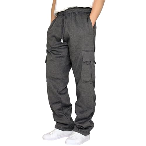 Didadihu Weisse Jogginghose Herren, Cargo Baumwolle Freizeithose Trainingshose Breite 3XL Activewear Jogginghose 4XL Baggy Lang Sport Hose Sporthose Sweatpants,GY2,3XL von Didadihu