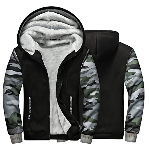 Fleecefutter Puffer Jacke Herren Dicke Outdoor Fleece Jacket Teddyfleece Gefüttert Stehkragen Winter Thermojacke Übergangsjacke Winterparka von Didadihu