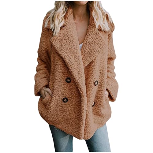 Fleecejacke Damen Casual Atmungsaktiv Thermojacke Damen Stehkragen Button Down Beige Sherpa Jacke Damen Perfekt Für Wanderungen Und Outdoor-Abenteuer von Didadihu