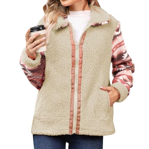 Fleecejacke Damen Elegant Atmungsaktiv Warme Jacke Damen Kurz Windschutz Große Größen Teddyfleece Jacke Damen Perfekt Für Wanderungen Und Outdoor-Abenteuer von Didadihu