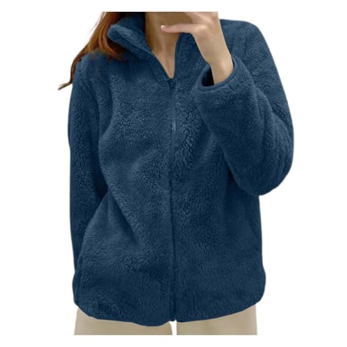 Fleecejacke Damen Leichte Casual Outdoor Jacken Für Damen Atmungsaktiv XXL Stehkragen Winterjacke Damen Kurz Perfekt Für Wanderungen Und Outdoor-Abenteuer von Didadihu