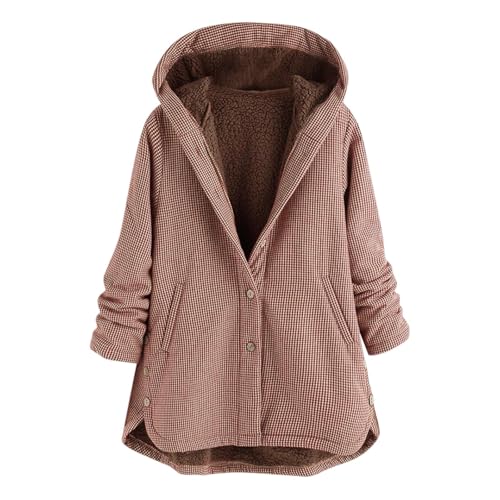 Fleecejacke Damen Outdoor Leichte Outdoor Jacken Für Damen Oversize Gefüttert Teddyjacke Flauschig Fleece Outdoor Fleecejacken Für Damen Damen Fleecejacke,Rot,L, von Didadihu