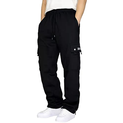 Freizeithose Herren, Schwarz Baumwolle Activewear Jogginghose 4XL Breite Sweathose Sweatpants Baggy Lange Grau Sport Hose Laufhose Trainingshose,Schwarz,L von Didadihu