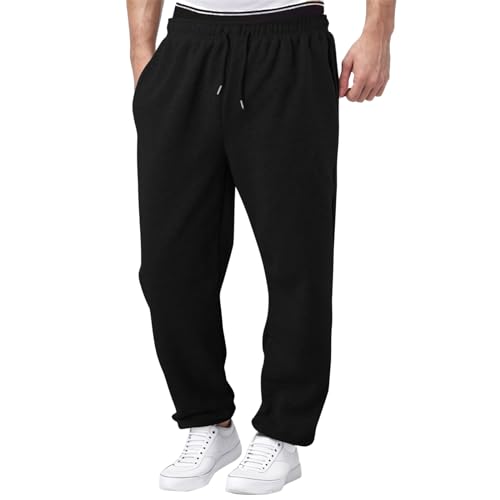 Freizeithosen Für Herren, 4XL Grau Activewear Freizeithose Schwarz Breite Sport Hose Laufhose Baumwolle Lang Winter Trainingshose Jogginghose Trainingshose,Schwarz,XXL von Didadihu