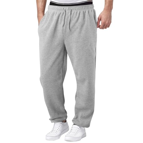 Freizeithosen Für Herren, 4XL Grau Activewear Freizeithose Schwarz Breite Sport Hose Laufhose Baumwolle Lang Winter Trainingshose Jogginghose Trainingshose,Silber,S von Didadihu