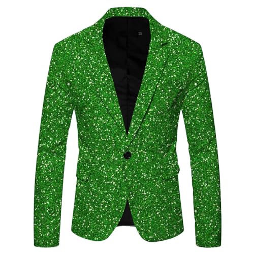 Glitzer Anzug Für Männer Pailletten Sakko Anzugjacke Gold Festlich Glitzer Outfit Glitzer Anzug Slim Fit Karneval Kostüm Pailletten Anzug Smoking Anzüge Grün S von Didadihu