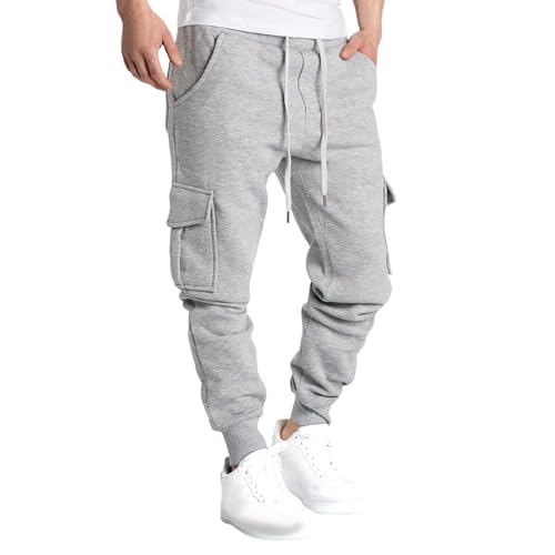 Graue Jogginghose Herren Trackpants Lang Sweatpants Hosen Baggy Pants Weiß Schwarz Sporthose Freizeithose Breit Breite Review Hose Hip Hop Männer Weite Open Leg Jogger von Didadihu