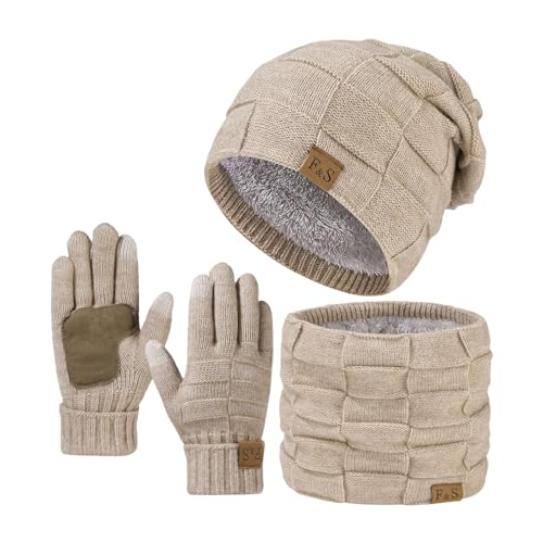 Handschuhe Herren,Wintermütze Damen Herren Schlauchschal Wintermütze Damen Winter Mütze Und Schal Set Mütze, Schal & Handschuh-Sets Damen Herren von Didadihu