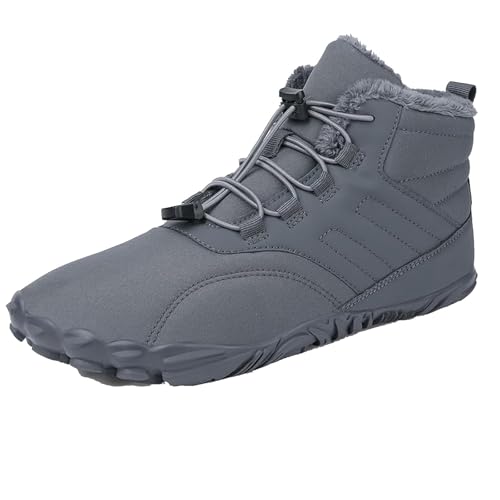 Herren Damen Wasserfest Barfußschuhe Winter Herbst Barfuss Schuhe Barfussschuhe Gefüttert Warm Winterschuhe Breite Füße Wildling Schuhe Für Men Women Barefoot Shoes,Dark Gray,41 EU von Didadihu