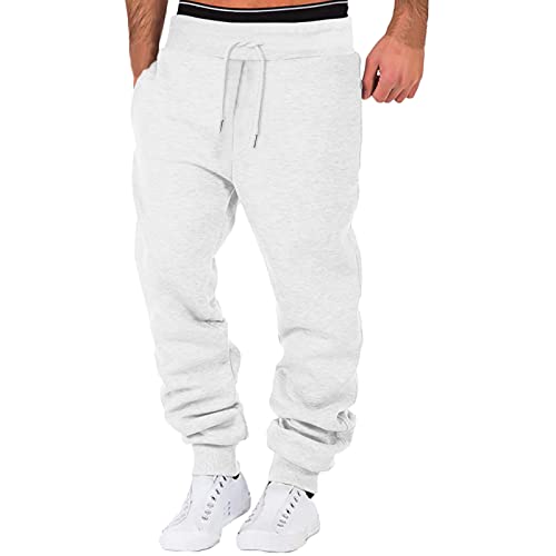 Herren Freizeithose Lang, Lang 3XL Laufhose Freizeithose Lange Baggy Sweatpants Activewear Grau Weiße Schwarz Sporthose Jogginghose Jogginghose,Weiß,M von Didadihu