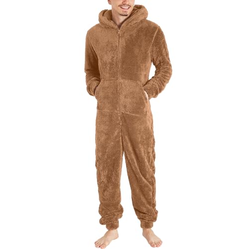 Herren Jumpsuit Lustig Flauschiger Onesie Kostüm Partner Hausanzug Kuschel Winteroverall Herren Thermo Overall Ganzkörperanzug Kuschelanzug Männer Kuscheliger von Didadihu