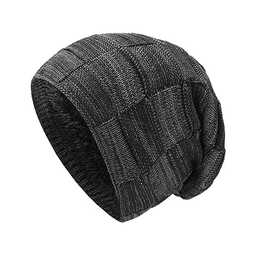 Herren Mütze Winter, Fleece Futter Thermo Beanie Hat Baumwolle Laufmütze Warm Gefütterte Wollmütze Knit Unisex Beanie Mütze Sportmütze Skull Cap Merino Warme von Didadihu