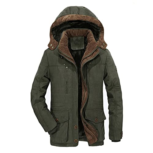 Herren Parka : Winter Softshell Mantel Gefütterte Outdoor Wintermantel Fell Kapuze Skijacke Mit Futter Winddicht Jacke Funktionsjacke Winterjacke Outdoorjacke von Didadihu