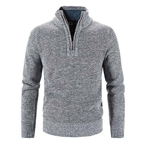 Herren Pullover Strick Baumwolle Roter Pullover Tactical Troyer Business Herrenpullover Strick Langarm Strickpullover Skirolli Fleecepullover Mit Kragen Kaschmir von Didadihu