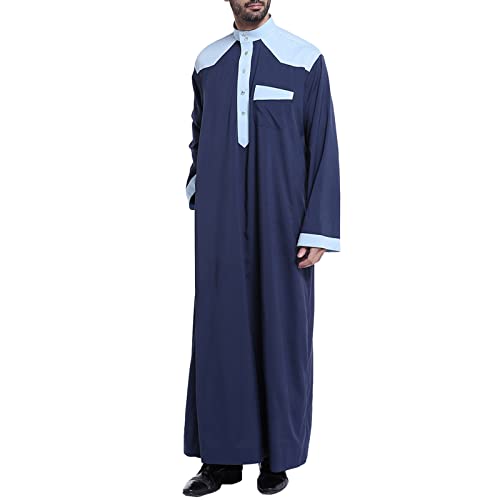 Islamische Kleidung Herren,Abaya Herren Arabische Kleidung Herren Lose O-Ausschnitt Abaya Royalty Dubai Muslim Kandoura Islamisch Lange Ärmel Retro Kaftan Robe Tuniken von Didadihu