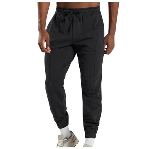 Jogger Herren - Weiße Baumwolle Laufhose Jogginghose Cargo Baggy Jogginghose Sweathose Schwarz Lang Breite Bequeme Hose Trainingshose Sport Hose,Schwarz,XXL von Didadihu