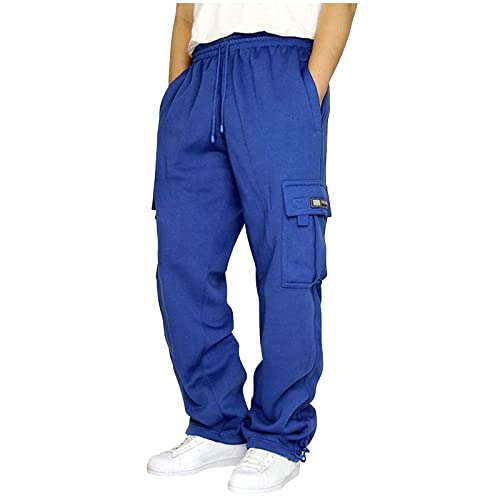 Jogginghose Baggy Herren Hosen Baumwoll Sporthose Lang Weiß Review Hose Leichte Breite Track Pants Sweathose Cargohose Freizeithose Y2k Clothes Men Open Leg Jogger von Didadihu