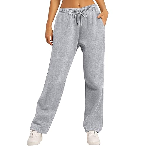 Jogginghose Damen - Damen Jogginghose Sporthosen Lang Hosen Baggy Weite Jogginghose High Waist Freizeithosen Sweathose Mit Taschen Teenager Mädchen Y2K von Didadihu