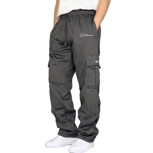 Jogginghose Herren 6XL, Weiße Baggy Jogging Hose Activewear Winter Grau Freizeithose Jogginghose Baumwolle Lange 4XL Jogginghose Sweathose Laufhose,GY2,XL von Didadihu