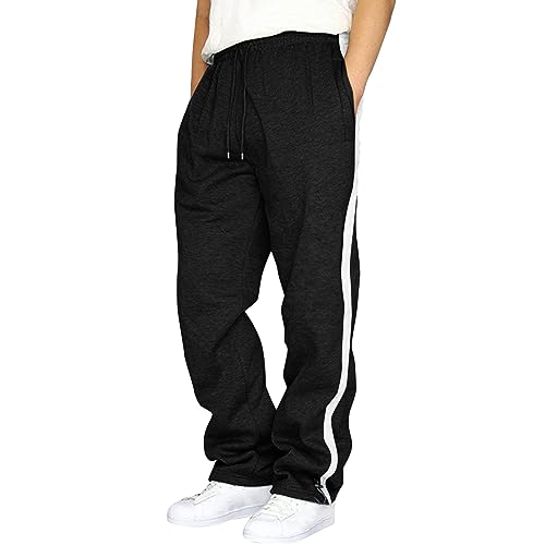 Jogginghosen Herren, Winter Cargo Laufhose Sweatpants Lange Weiße Sweathose Jogging Hose Breite 3XL 4XL Activewear Jogger Pants Trainingshose,Black,L von Didadihu