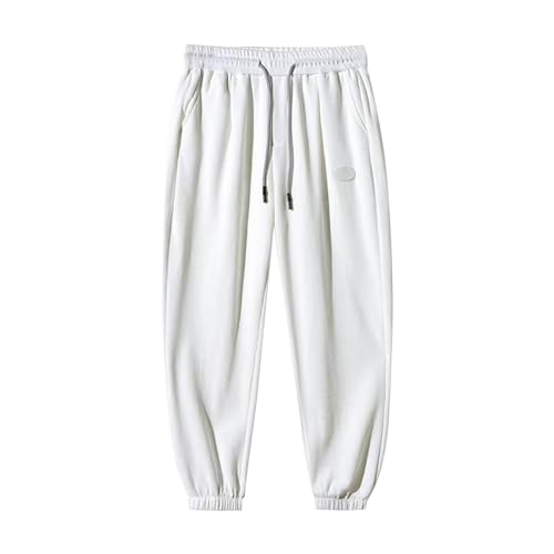 Joggpants Herren - Baggy Cargo Sweathose Jogger Pants Weiße Winter Bequeme Hose Sport Hose Grau 3XL 4XL Laufhose Jogging Hose Sweatpants,WH2,L von Didadihu