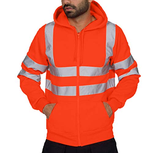 Kapuzenpullover Herren - Work Warnjacke Warnschutz Sanitation Kapuzenpullover Feldjacke Arbeitskleidung Sichtbarkeit Arbeitsjacke Langarm Warn Arbeitskleidung Arbeitspullover Softshelljacke von Didadihu