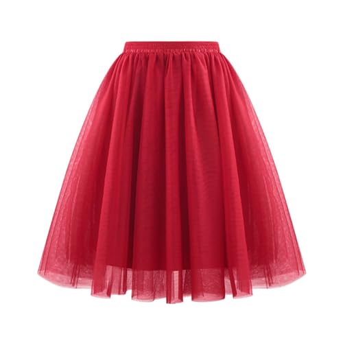 Karneval Rot Weiss,5 Layers Tüll Rock Damen Leicht Blickdicht Tüllrock Mit Elastische Hohe Taille Tutu Tütü Rock Karneval Fasching Große Größen Petticoat Unterrock A-Linie,Rot,XL von Didadihu