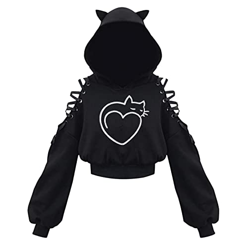 Kawaii Clothes - Tops Für Damen Anime Kleidung Coole Klamotten Für Jugendliche Mädchen Crossdresser Kleid Festival Oberteil Damen Oody Woody Ahegao Hoodie Femboy Crop Tops Damen Oberteile von Didadihu