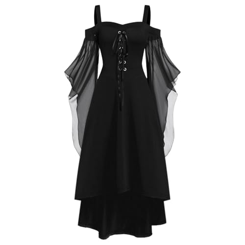 Kostüm Mittelalter Damen,Mittelalter Kostüm Damen,Kleid Mittelalter Damen,Feenkostüm Damen,Burgfräulein Kostüm Damen,Renaissance Kleid Damen,Bridgerton Kostüm,Schwarz,4XL von Didadihu