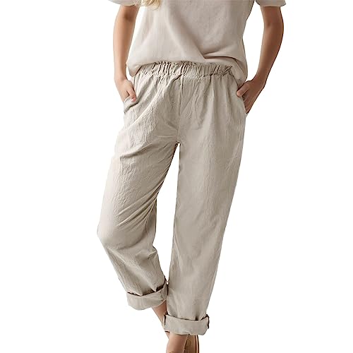 Linen Pants Women Lang Weite Sommerhose Leicht Und Luftig Leichte Hose Weites Bein Hohe Taille Strandhose Bequeme Casual Palazzo Hose Leinen Hose Leichte Sommerhose Khaki XXL Linen Pants Women Lang Weite Sommerhose Leicht Und Luftig Leichte Hose Weites Bein Hohe Taille Strandhose Bequeme Casual Palazzo Hose Leinen Hose Leichte Sommerhose Khaki XXL von Didadihu