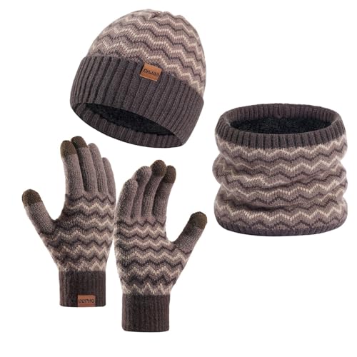 Mütze Und Schal Set Damen,Wintermütze Damen Herren Schlauchschal Wintermütze Damen Winter Mütze Und Schal Set Mütze, Schal & Handschuh-Sets Damen Herren von Didadihu