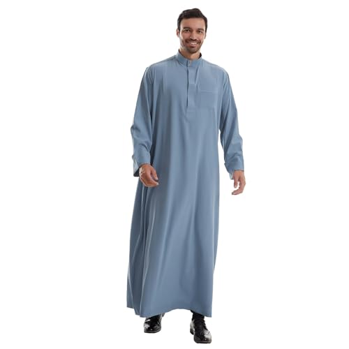 Namaz Elbisesi Erkek,Jalabiya Herren Herren Gebetskleidung Islam Retro Muslim Kaftan Islamisch Royalty Dubai Kandoura O-Ausschnitt Lose Lange Ärmel Robe Tuniken Abaya von Didadihu