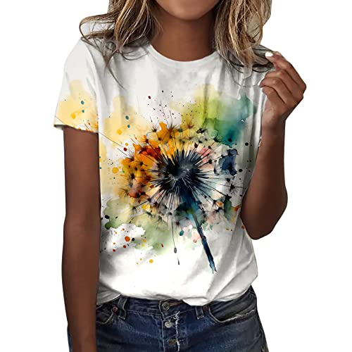 Oberteile Sommer Tshirt Damen Kurzarm Batik Bunte Blumen Drucken T-Shirt Bluse mit Rundhals Tee Tops Teenager Mädchen Tunika Shirt T Shirts Longbluse für Frauen,Gelb,XXL Oberteile Sommer Tshirt Damen Kurzarm Batik Bunte Blumen Drucken T-Shirt Bluse mit Rundhals Tee Tops Teenager Mädchen Tunika Shirt T Shirts Longbluse für Frauen,Gelb,XXL von Didadihu