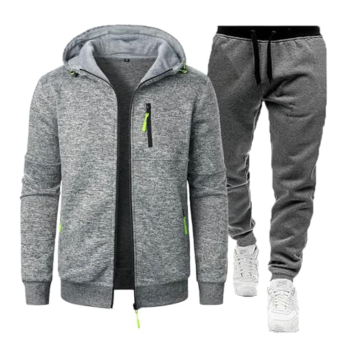 Oversized Sportanzug Hausanzug Herren,Baumwolle Trainingsanzug Jogginganzug Set Herren Activewear Streatwear Jogging Anzug Freizeitanzug Mit Reißverschluss Kapuzenpullover Und Winter Jogginghose von Didadihu