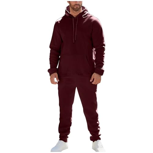 Oversized y2k Jogginganzug Trainingsanzug Herren Baumwolle Sportanzug Hausanzug Set Herren Activewear Streatwear Jogging Anzug Freizeitanzug Mit Baggy Hoodie Und Jogginghose,Wein,L von Didadihu