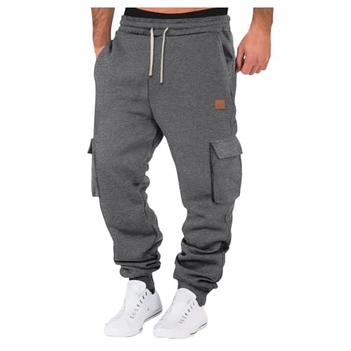 Pants Herren, Schwarz Baumwolle Trainingshose Trainingshose 4XL Weiße Jogger Pants Sweatpants Lange Grau Baggy Laufhose Sporthose Freizeithose,GY1,M von Didadihu