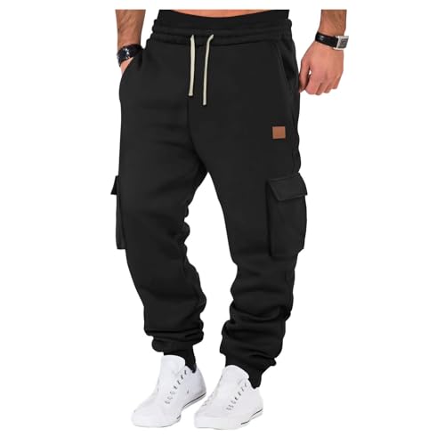 Pants Herren, Schwarz Baumwolle Trainingshose Trainingshose 4XL Weiße Jogger Pants Sweatpants Lange Grau Baggy Laufhose Sporthose Freizeithose,Schwarz,3XL von Didadihu