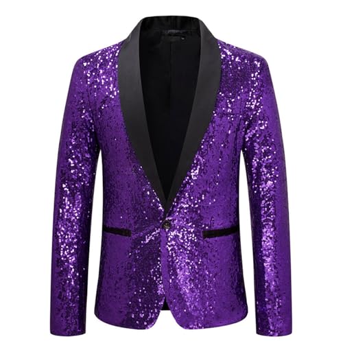 Sakko Herren Glitzer Blazer Sakkos Party Party Glitzer Anzug Karneval Kostüm Hochzeit Festlich Pailletten Sakko Jacket Smoking,Lila,S Sakko Herren Glitzer Blazer Sakkos Party Party Glitzer Anzug Karneval Kostüm Hochzeit Festlich Pailletten Sakko Jacket Smoking,Lila,S von Didadihu