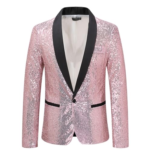 Sakko Herren Glitzer Blazer Sakkos Party Party Glitzer Anzug Karneval Kostüm Hochzeit Festlich Pailletten Sakko Jacket Smoking,Rosa,L Sakko Herren Glitzer Blazer Sakkos Party Party Glitzer Anzug Karneval Kostüm Hochzeit Festlich Pailletten Sakko Jacket Smoking,Rosa,L von Didadihu