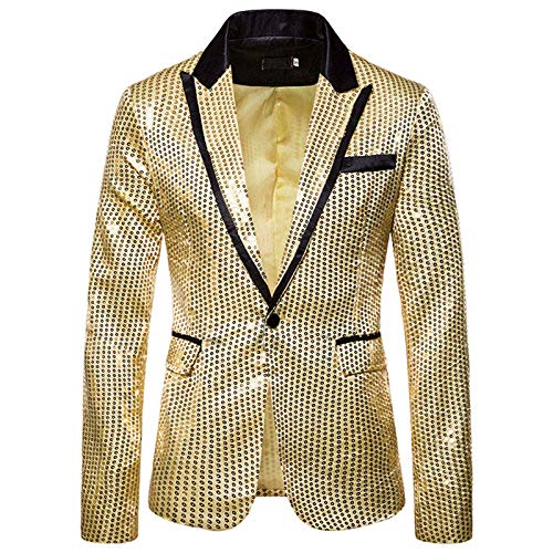 Sakko Herren Pailletten Sakko Anzüge Hochzeit Party Anzugjacke Smoking Silvester Festlich Glitzer Outfit Sakkos Jacket,Gold,L Sakko Herren Pailletten Sakko Anzüge Hochzeit Party Anzugjacke Smoking Silvester Festlich Glitzer Outfit Sakkos Jacket,Gold,L von Didadihu