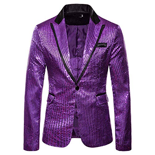 Sakko Herren Pailletten Sakko Anzüge Hochzeit Party Anzugjacke Smoking Silvester Festlich Glitzer Outfit Sakkos Jacket,Lila,XL Sakko Herren Pailletten Sakko Anzüge Hochzeit Party Anzugjacke Smoking Silvester Festlich Glitzer Outfit Sakkos Jacket,Lila,XL von Didadihu