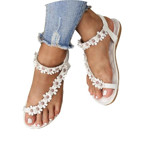 Sandalen & Slides für Damen Sommer Sommerschuhe Breite Füße Flach Zehentrenner Schuhe Mit Fussbett Orthopädische Elegant Bequem Boho Glitzer Flip Flops,Weiß,37/EU Sandalen & Slides für Damen Sommer Sommerschuhe Breite Füße Flach Zehentrenner Schuhe Mit Fussbett Orthopädische Elegant Bequem Boho Glitzer Flip Flops,Weiß,37/EU von Didadihu